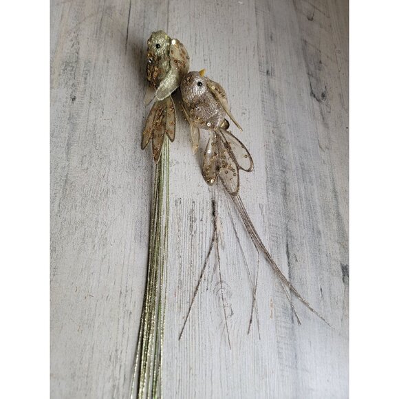 Clip on glitter bird long tail ornament Xmas set unique - Picture 7 of 9